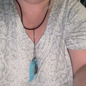 handmade Boho feather ombré necklace fabric necklace new